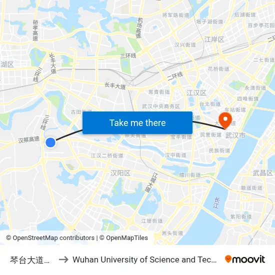 Qintai Avenue Miliang to Wuhan University of Science and Technology map
