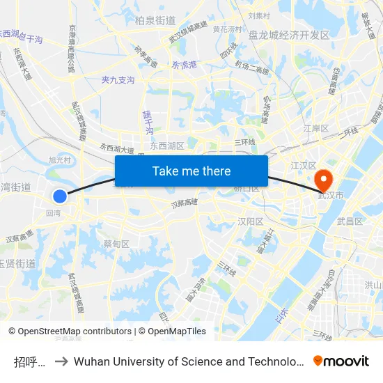Request Stop to Wuhan University of Science and Technology map