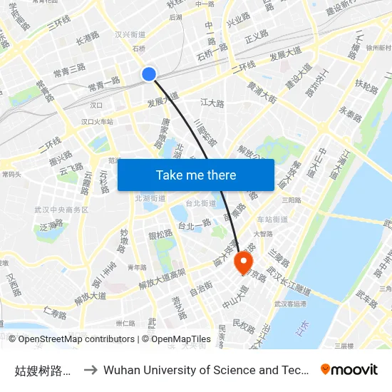 Gusaoshu Road - Stone Bridge to Wuhan University of Science and Technology map