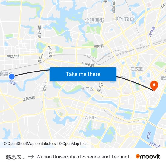 慈惠农场 to Wuhan University of Science and Technology map