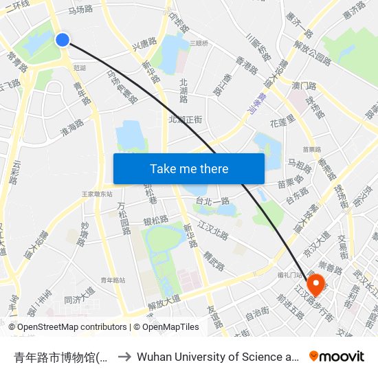 青年路市博物馆(临时取消) to Wuhan University of Science and Technology map