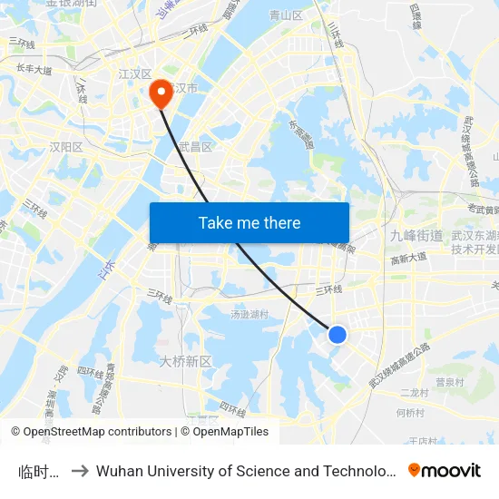 Temporary Station to Wuhan University of Science and Technology map