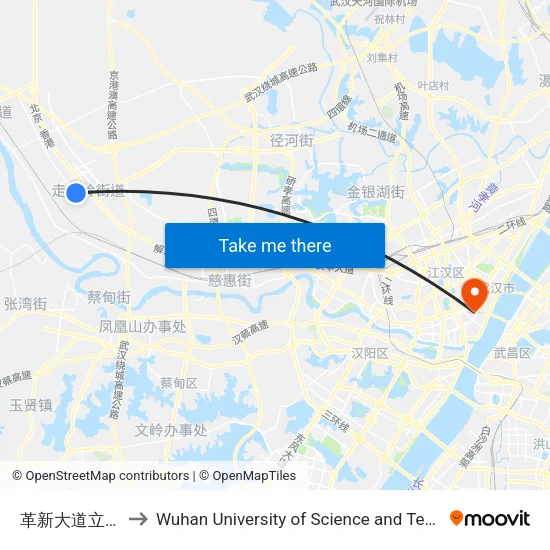 革新大道立光路 to Wuhan University of Science and Technology map