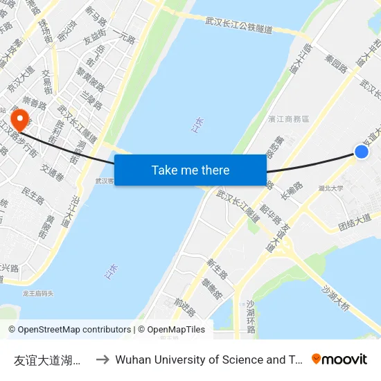 Friendship Avenue - Hubei University to Wuhan University of Science and Technology map
