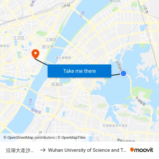 Lakeside Avenue Beach to Wuhan University of Science and Technology map