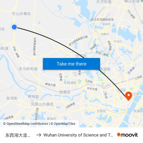 东西湖大道良种场 to Wuhan University of Science and Technology map