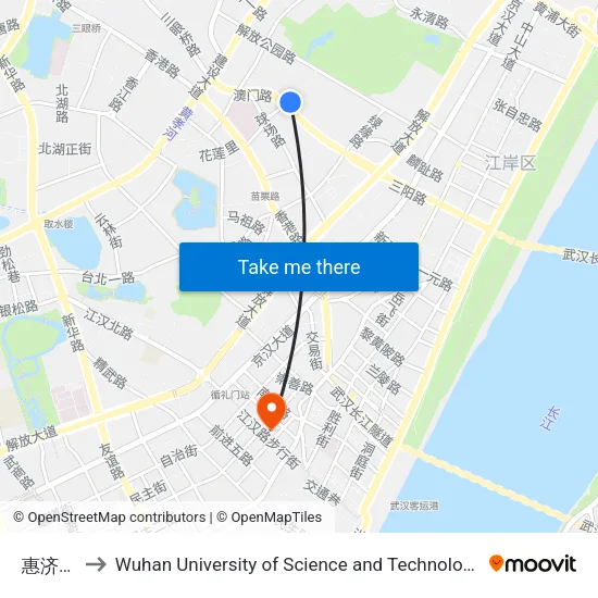 惠济路 to Wuhan University of Science and Technology map
