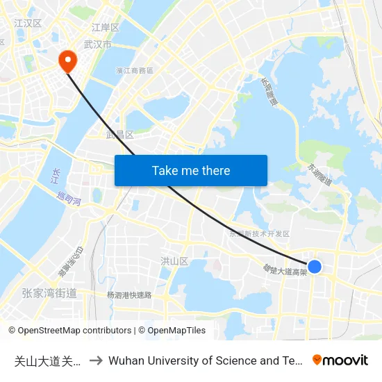 Guanshan Avenue Guanshan Street to Wuhan University of Science and Technology map