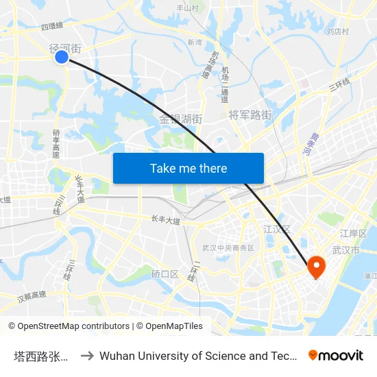 塔西路张柏路 to Wuhan University of Science and Technology map
