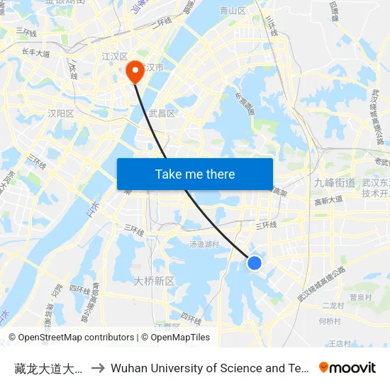 Canglong Avenue Dadi Bay to Wuhan University of Science and Technology map