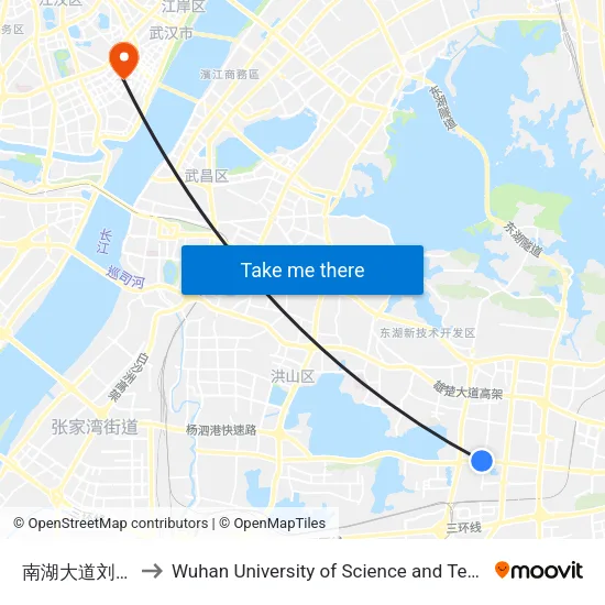 Nanhu Avenue Liujia Village to Wuhan University of Science and Technology map