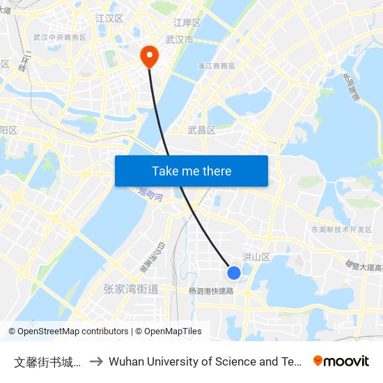 文馨街书城路口 to Wuhan University of Science and Technology map