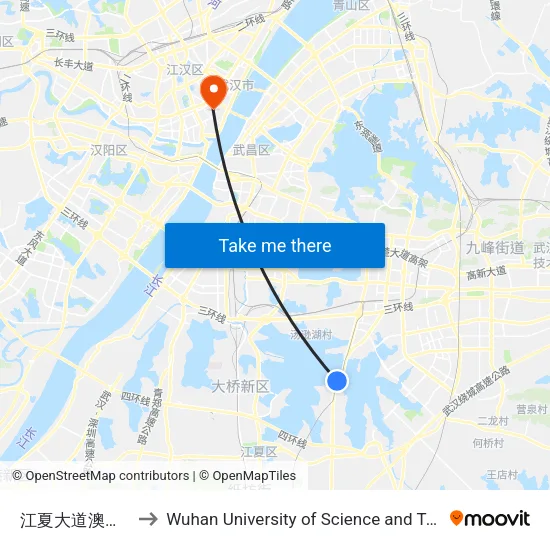 Jiangxia Avenue Macau Villa to Wuhan University of Science and Technology map