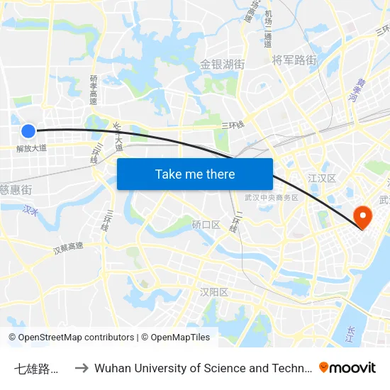 Qixiong Road North Section to Wuhan University of Science and Technology map