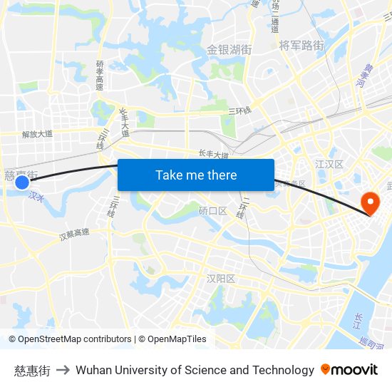 慈惠街 to Wuhan University of Science and Technology map