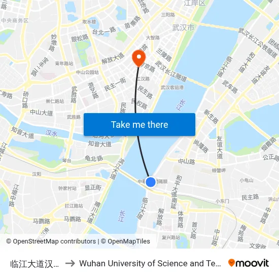 临江大道汉阳门 to Wuhan University of Science and Technology map