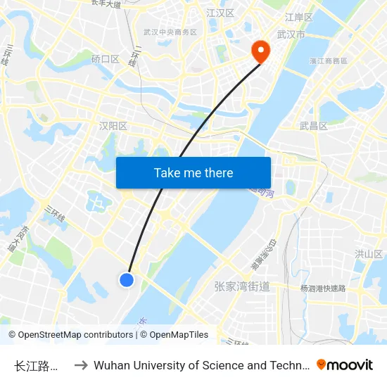 Changjiang Road - Laoguan to Wuhan University of Science and Technology map