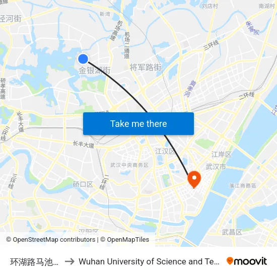 环湖路马池北路 to Wuhan University of Science and Technology map