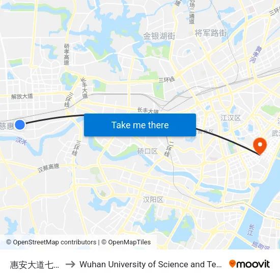 Huian Avenue - Qixiong Road to Wuhan University of Science and Technology map