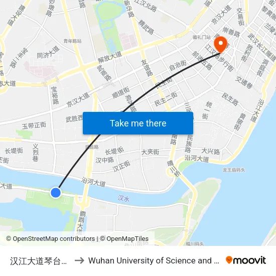 Hanjiang Avenue Qintai Grand Theater to Wuhan University of Science and Technology map