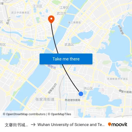 Wenxin Street Shucheng Road Intersection to Wuhan University of Science and Technology map