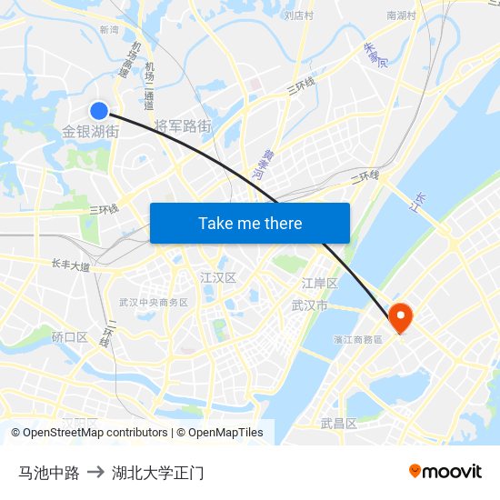 马池中路 to 湖北大学正门 map