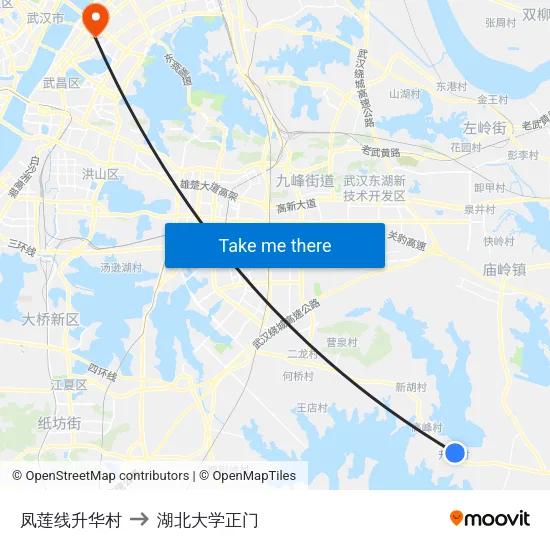 凤莲线升华村 to 湖北大学正门 map