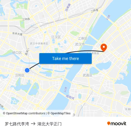 罗七路代李湾 to 湖北大学正门 map