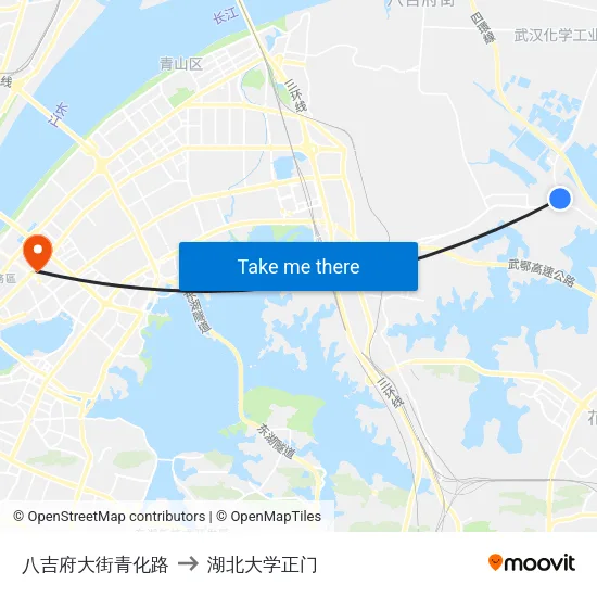 八吉府大街青化路 to 湖北大学正门 map