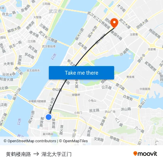 黄鹤楼南路 to 湖北大学正门 map