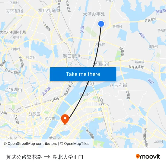黄武公路繁花路 to 湖北大学正门 map