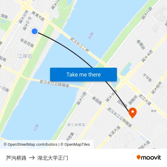 芦沟桥路 to 湖北大学正门 map