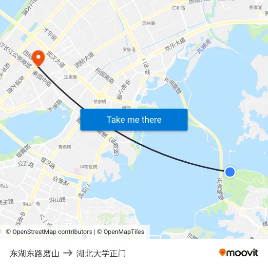 东湖东路磨山 to 湖北大学正门 map
