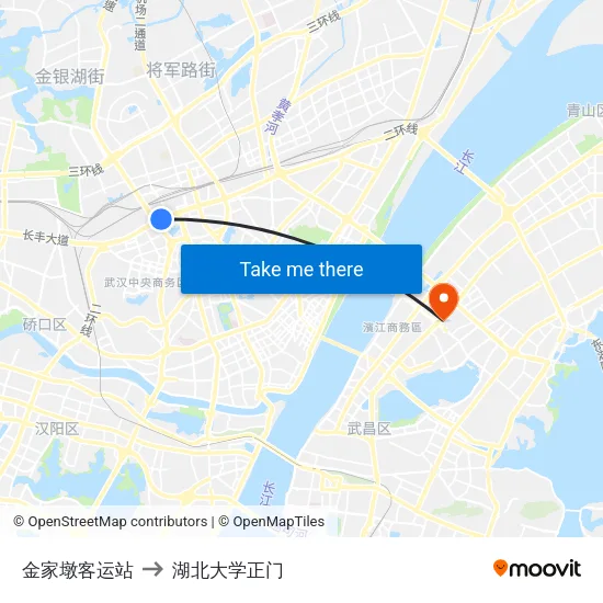 金家墩客运站 to 湖北大学正门 map