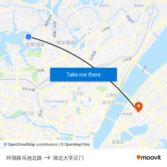 环湖路马池北路 to 湖北大学正门 map