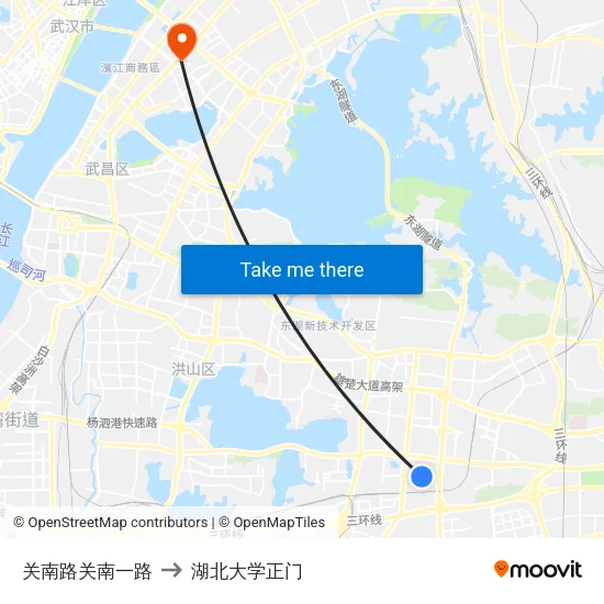 关南路关南一路 to 湖北大学正门 map