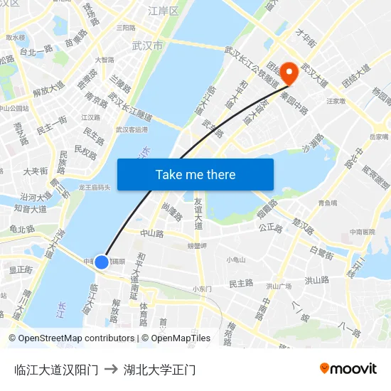 临江大道汉阳门 to 湖北大学正门 map