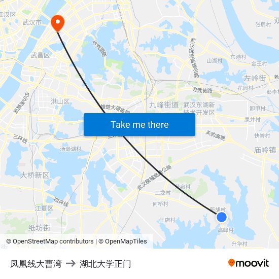 凤凰线大曹湾 to 湖北大学正门 map