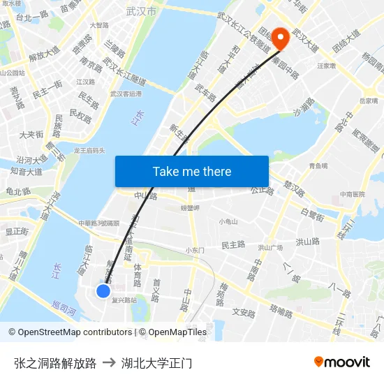 张之洞路解放路 to 湖北大学正门 map