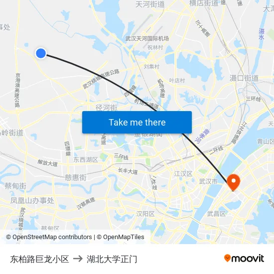 东柏路巨龙小区 to 湖北大学正门 map