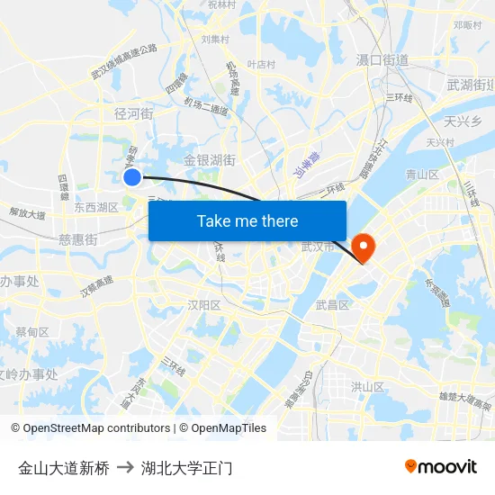 金山大道新桥 to 湖北大学正门 map