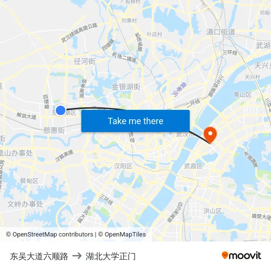 东吴大道六顺路 to 湖北大学正门 map