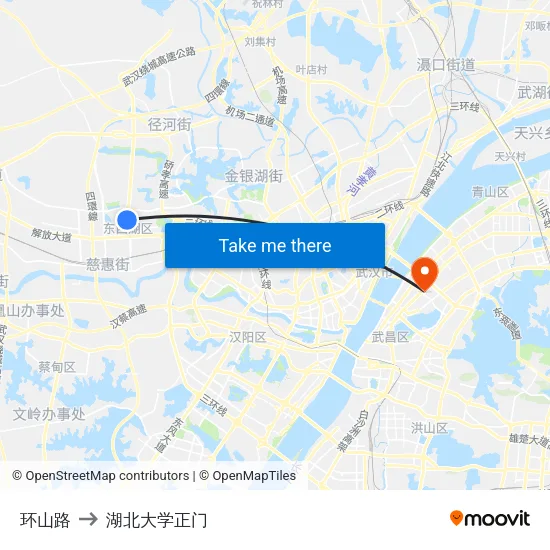 环山路 to 湖北大学正门 map