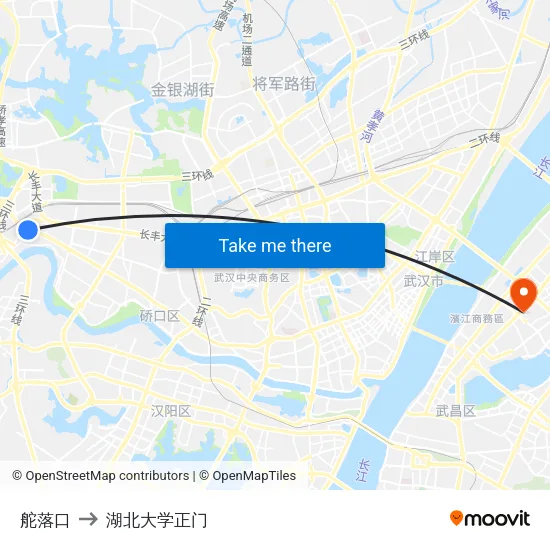 舵落口 to 湖北大学正门 map
