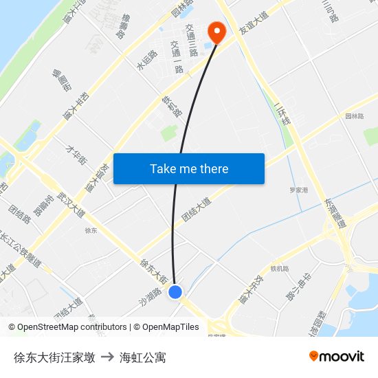 徐东大街汪家墩 to 海虹公寓 map