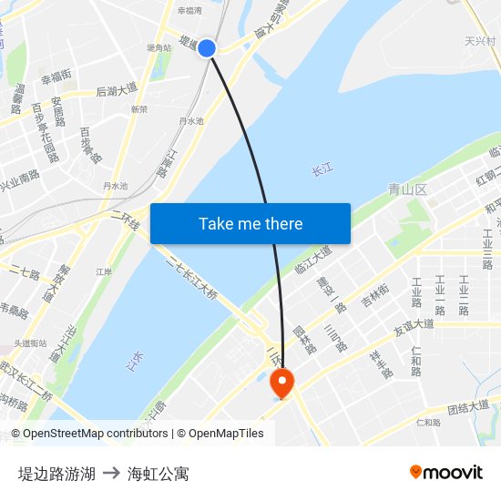 堤边路游湖 to 海虹公寓 map