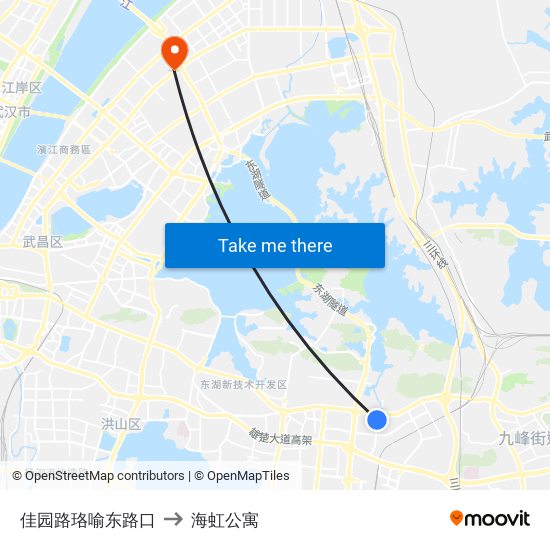 佳园路珞喻东路口 to 海虹公寓 map