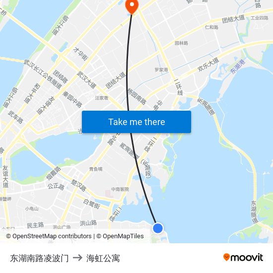 东湖南路凌波门 to 海虹公寓 map