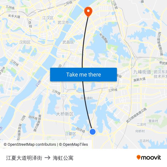 江夏大道明泽街 to 海虹公寓 map