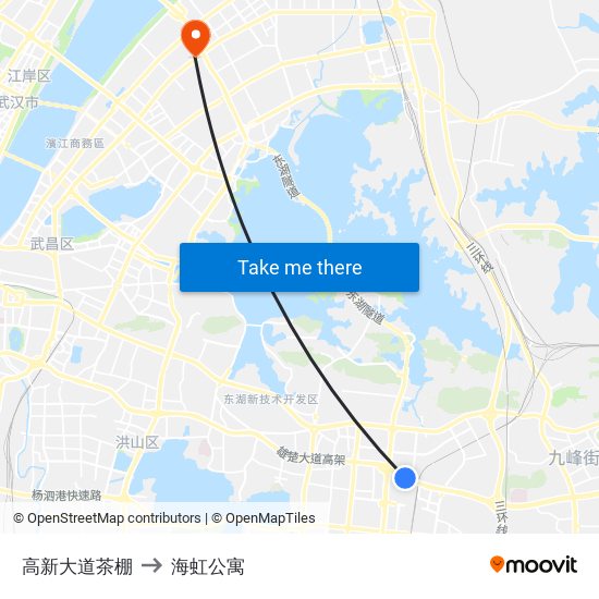 高新大道茶棚 to 海虹公寓 map